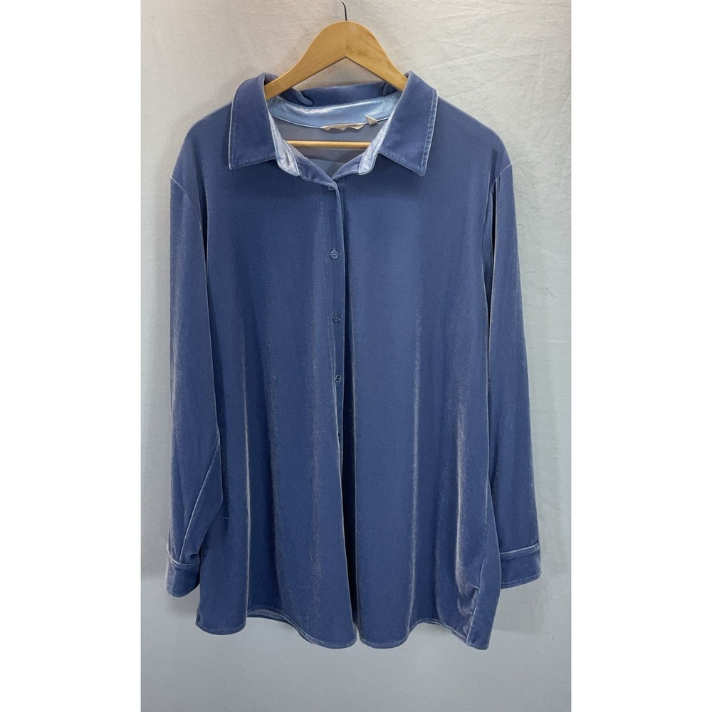 Soft Surroundings Tunic 2X Plus Lavender Velvet Button Front Festive Holiday